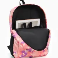 Рюкзак школьный на молнии, с карманами, с рисунком, размер 30&times;13&times;42 см, розовый