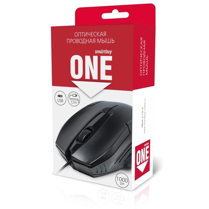 Мышь Smartbuy ONE 210-K, проводная, оптическая, 1000 dpi, USB, чёрная Мышь Smartbuy ONE 210-K, проводная, оптическая, 1000 dpi, USB, чёрная