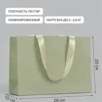 Пакет подарочный, ламинированный, горизонтальный, &laquo;Хаки&raquo;, 28&times;20&times;10 см