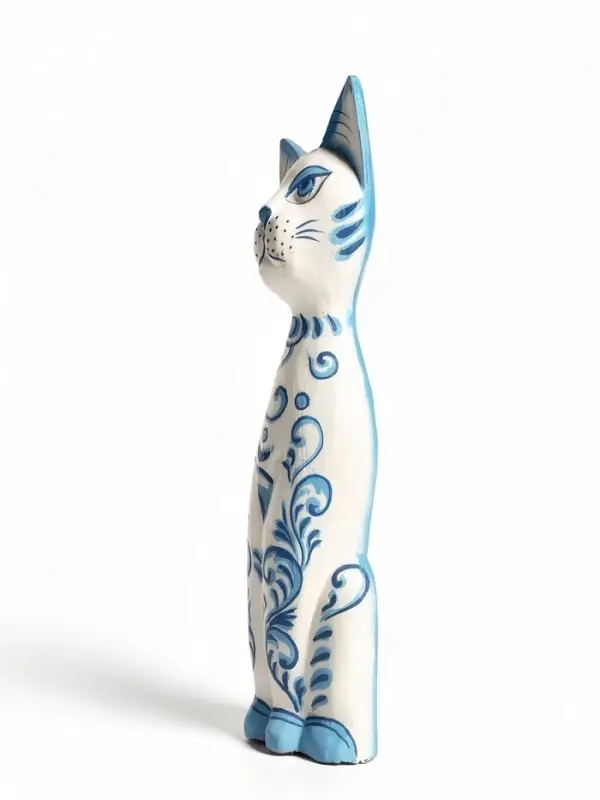 Фигура &laquo;Кошка с синей росписью&raquo;, 9&times;4.5&times;30 см, дерево