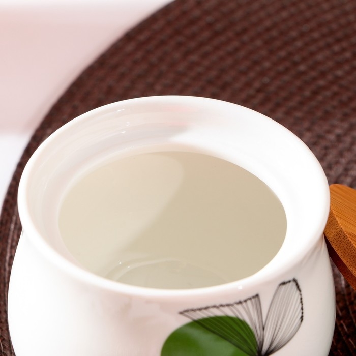 Сахарница керамическая «Листья», 230 мл, цвет белый Сахарница керамическая «Листья», 230 мл, цвет белый