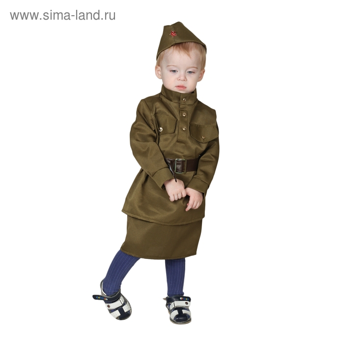 Карнавальный костюм «Солдаточка-малютка», пилотка, гимнастёрка, ремень, юбка, 2-3 года, рост 94-104 см Карнавальный костюм «Солдаточка-малютка», пилотка, гимнастёрка, ремень, юбка, 2-3 года, рост 94-104 см