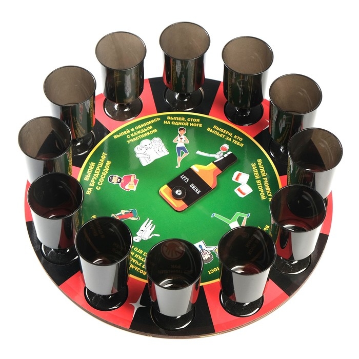 Настольная игра для весёлой компании алкогольная  Настольная игра для весёлой компании алкогольная "Пьяная рулетка", d-30 см, бутылка 9 см
