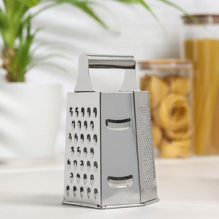 Тёрка шестигранная Доляна «Металлик», 10×13,5×19,5 см, цвет хромированный Тёрка шестигранная Доляна «Металлик», 10×13,5×19,5 см, цвет хромированный