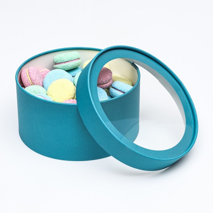 Подарочная коробка Подарочная коробка "Frilly" сине-травяной, завальцованная с окном, 21 х 11 см