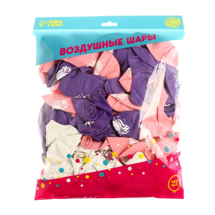 Воздушный шар латексный 12" "Волшебный рог", 100 шт.