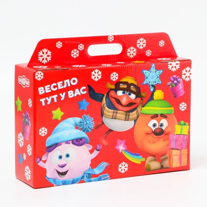 Новый год. Подарочная коробка Новогодняя Портфель широкий Новый год. Подарочная коробка Новогодняя Портфель широкий "Смешарики" лицензия 31 х 8,5 х 20,3 см (+5 см).