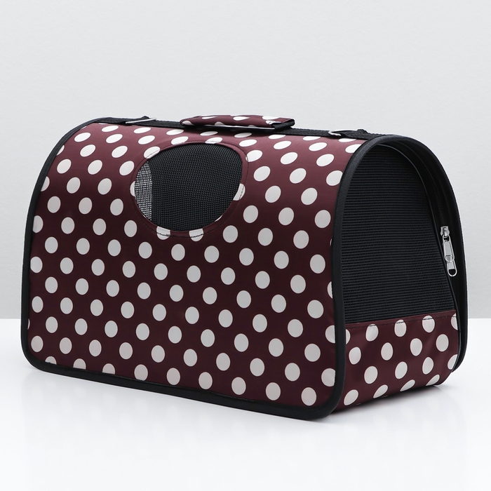 Сумка - переноска для животных  Сумка - переноска для животных "Горошек", коричневая, размер М, 40 х 21 х 27 см