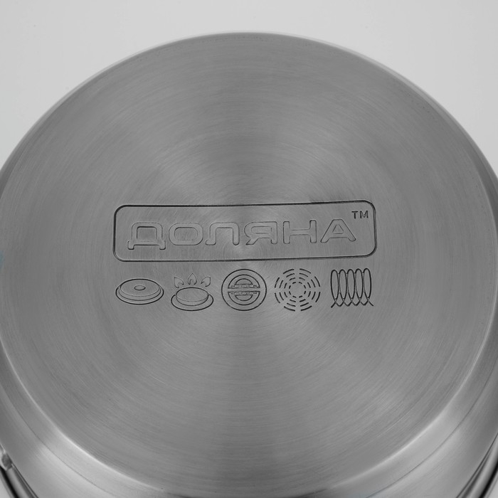 Кастрюля из нержавеющей стали Доляна «Гретте», 2,3 л, d=18 см, с крышкой, капсульное дно, индукция Кастрюля из нержавеющей стали Доляна «Гретте», 2,3 л, d=18 см, с крышкой, капсульное дно, индукция