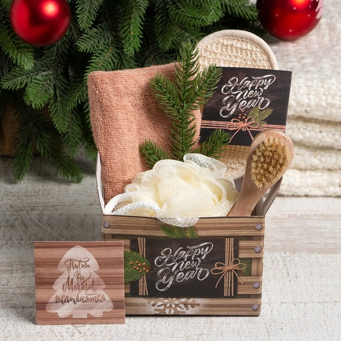 Новогодний подарочный набор Этель  Новогодний подарочный набор Этель "Happy new year", полотенце 30х60 см и аксессуары