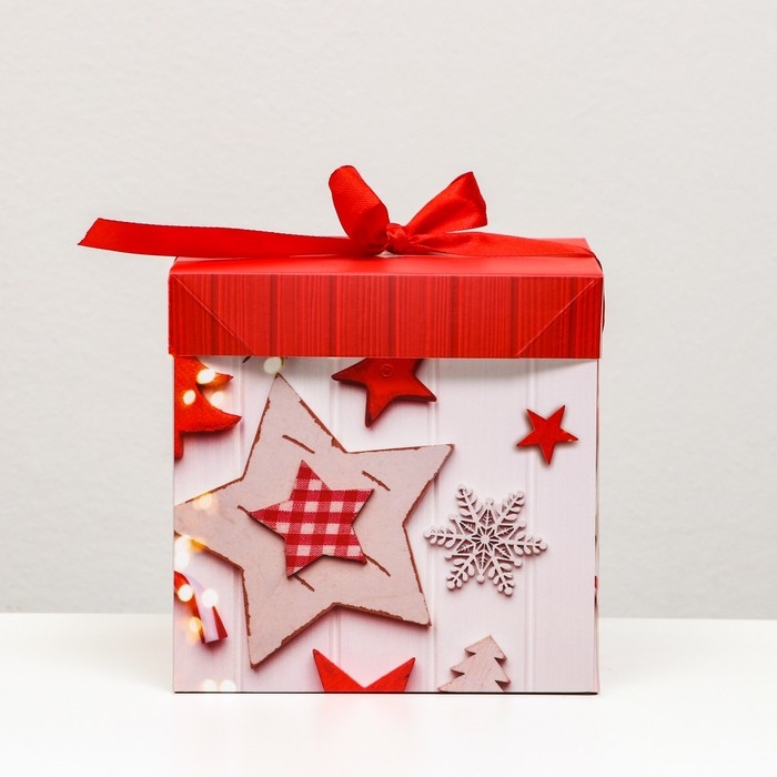 Новый год. Коробка Самосборная «Звезды новый год» 15 х 15 х 15 см