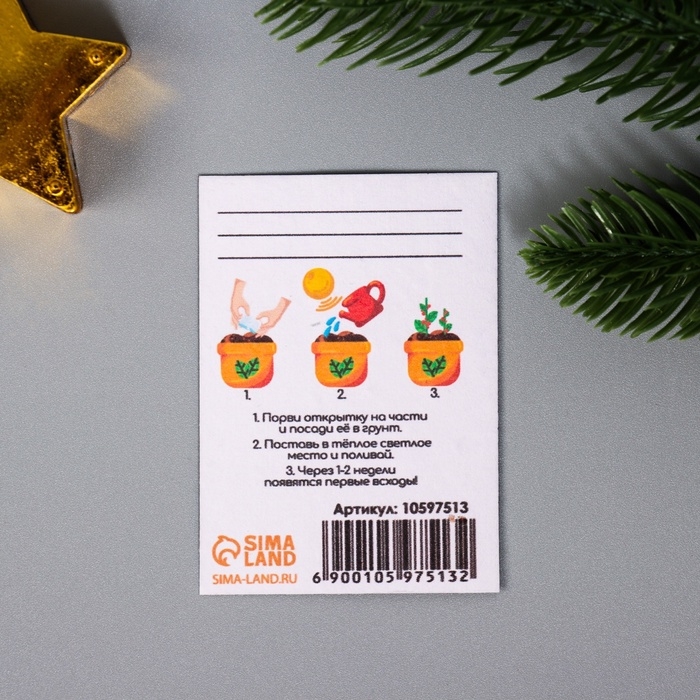 Набор открыток с семенами  Набор открыток с семенами "Вырасти сам" "Улыбок" 5*7см 3 шт