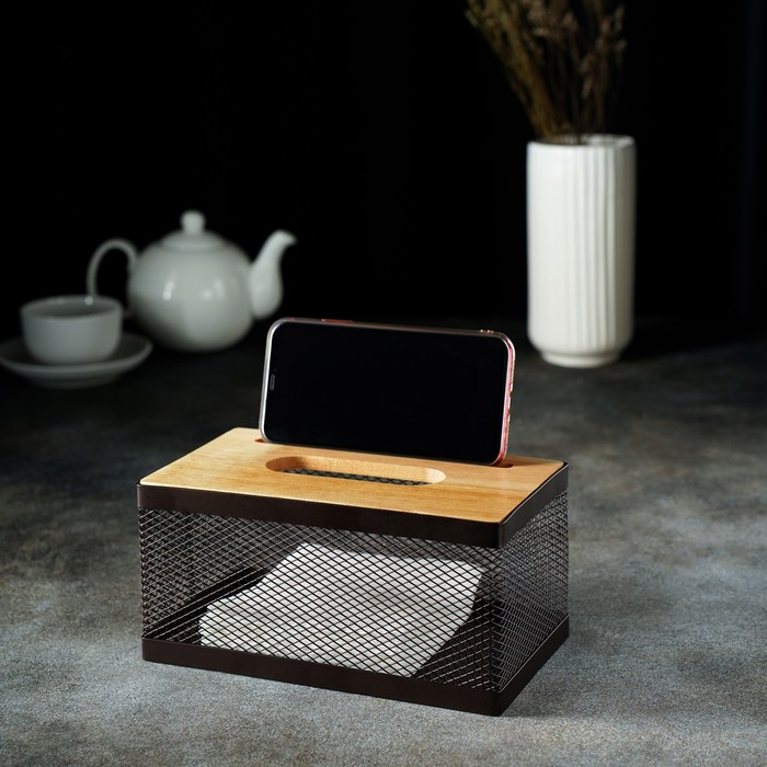 Салфетница «Эстетика», 21×12×10 см, цвет коричневый Салфетница «Эстетика», 21×12×10 см, цвет коричневый