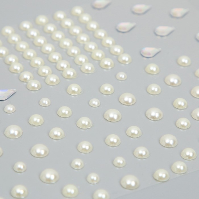 Наклейка пластик стразы Наклейка пластик стразы "Жемчужины и капли" 12х10 см