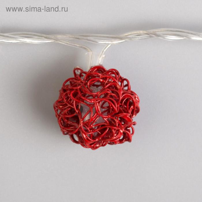 Гирлянда «Нить» 4 м с насадками «Шарик проволока», IP20, прозрачная нить, 20 LED, свечение мульти, 8 режимов, 220 В