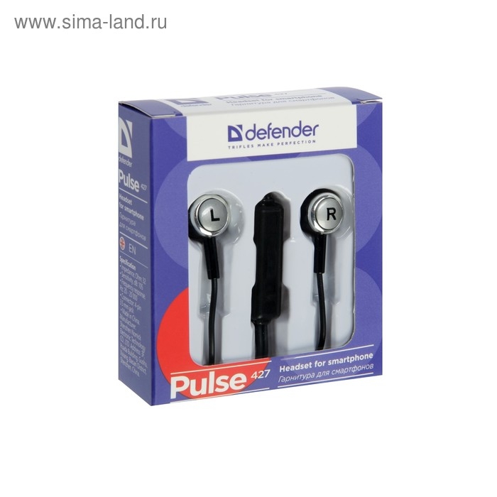 Наушники Defender Pulse 427, вакуумные, микрофон, 105 дБ, 32 Ом, 3.5 мм, 1.2 м, чёрные Наушники Defender Pulse 427, вакуумные, микрофон, 105 дБ, 32 Ом, 3.5 мм, 1.2 м, чёрные