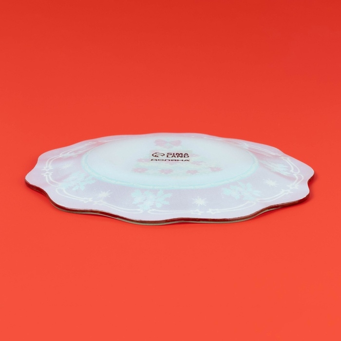 Тарелка стеклянная десертная Доляна «Новогодняя ель», d=20,5 см