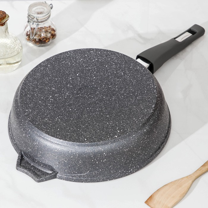 Сковорода «Гранит», d=28 см, съёмная ручка, антипригарное покрытие, цвет серый Сковорода «Гранит», d=28 см, съёмная ручка, антипригарное покрытие, цвет серый