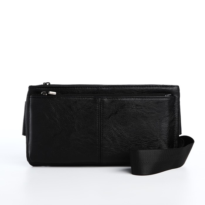 Сумка поясная на молнии, 2 наружных кармана, цвет чёрный Сумка поясная на молнии, 2 наружных кармана, цвет чёрный