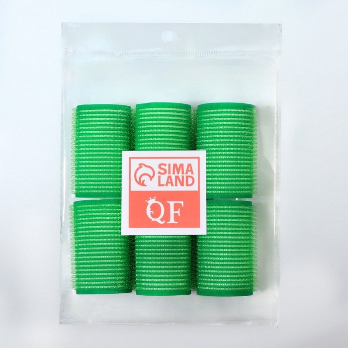 Бигуди «Липучка», d = 3,5 см, 6 см, 6 шт, цвет зелёный