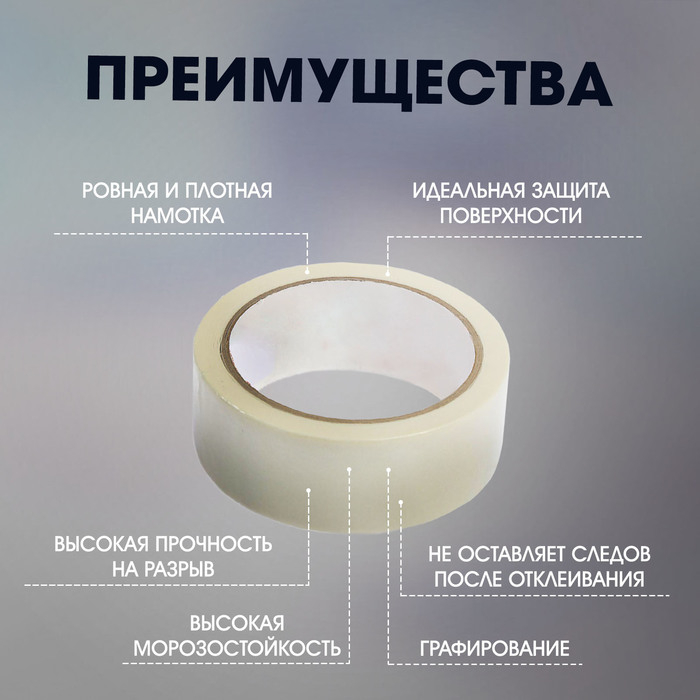 Лента малярная ТУНДРА, клейкая, термостойкая (160°С), 48 мм x 50 м Лента малярная ТУНДРА, клейкая, термостойкая (160°С), 48 мм x 50 м