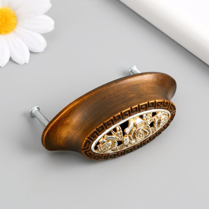 Ручка для шкатулки металл Ручка для шкатулки металл "Розарий" кофейная 8,3х3,3х2,5 см