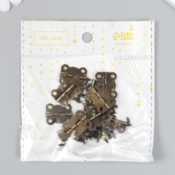 Петля накладная фигурная угол открывания 180 градусов + гвозд. набор 10 шт 2х1,7 см Петля накладная фигурная угол открывания 180 градусов + гвозд. набор 10 шт 2х1,7 см