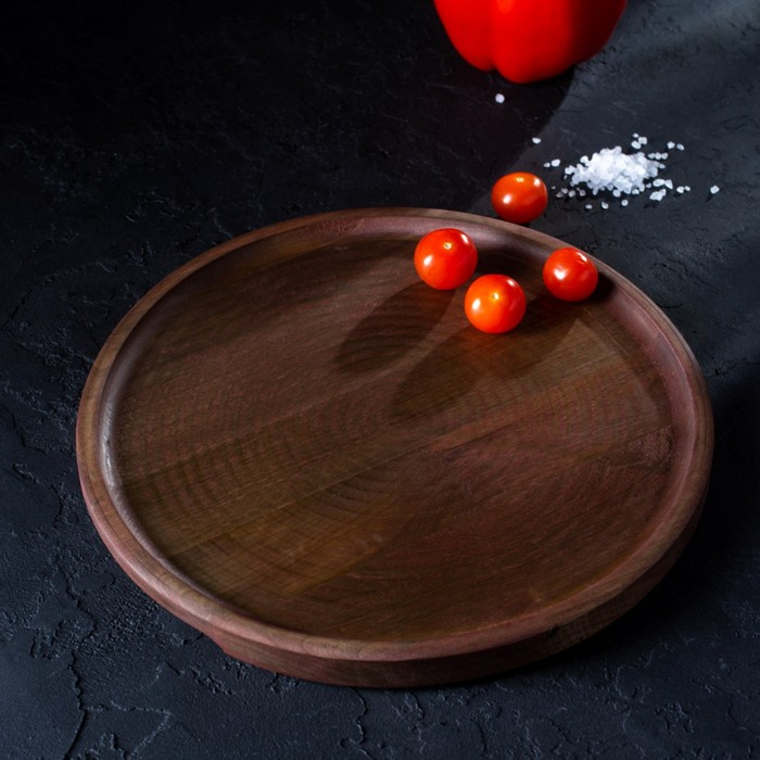Блюдо для подачи Adelica, d=30×1,8 см, массив берёзы, потайные ручки, пропитано маслом, цвет шоколадный Блюдо для подачи Adelica, d=30×1,8 см, массив берёзы, потайные ручки, пропитано маслом, цвет шоколадный