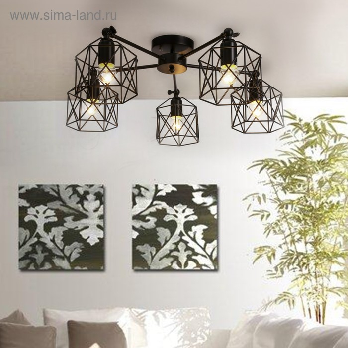 Люстра "Сеть" 5х40Вт Е27 черный 70х70х34 см BayerLux