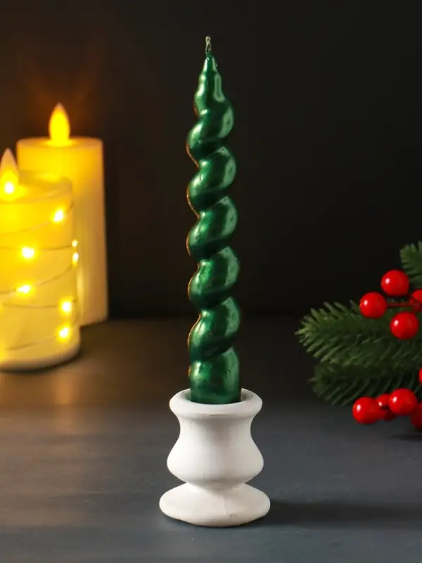 Свеча витая Свеча витая "LUXURY" 25*180 мм, лакированная, зеленая