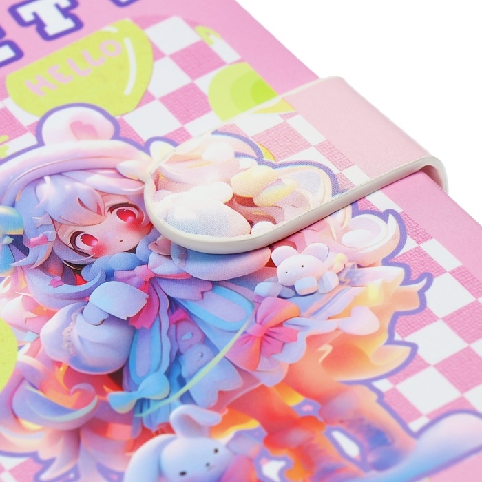 Записная книжка подарочная 96л,линия, с хлястиком, срез с рисунком обложки, Аниме (12,9х9см) 10539 Записная книжка подарочная 96л,линия, с хлястиком, срез с рисунком обложки, Аниме (12,9х9см) 10539