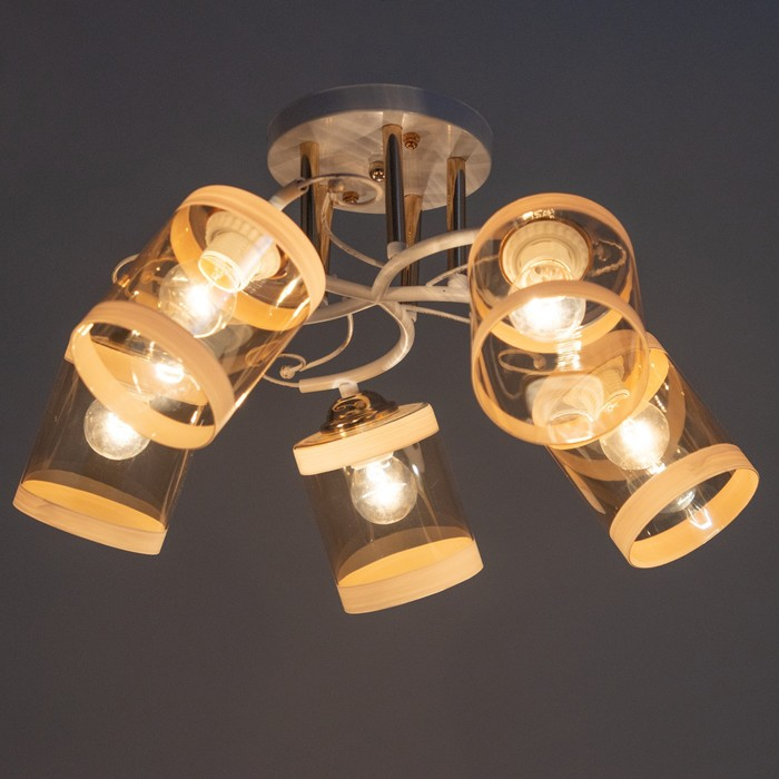 Люстра 1083/5WT+GD 40Вт Е27 белый-золото 54х54х24 см BayerLux