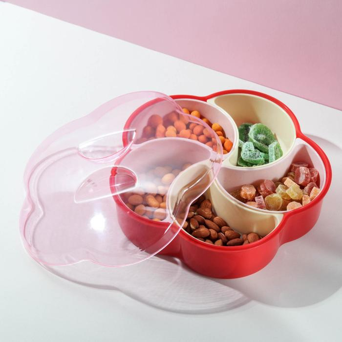 Менажница с крышкой &laquo;Барокко&raquo;, 26&times;25&times;7 см, 5 съёмных ячеек, цвет МИКС