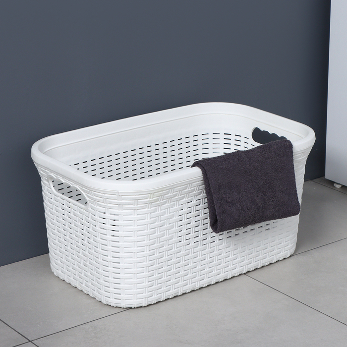 Корзина для глаженого белья «Ротанг», 32 л, 50×31×25 см, цвет белый Корзина для глаженого белья «Ротанг», 32 л, 50×31×25 см, цвет белый