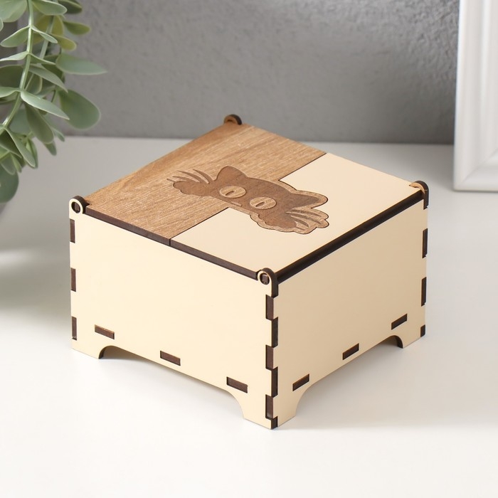 Шкатулка комбинированная  Шкатулка комбинированная "Котёнок" 10,5х10х7 см