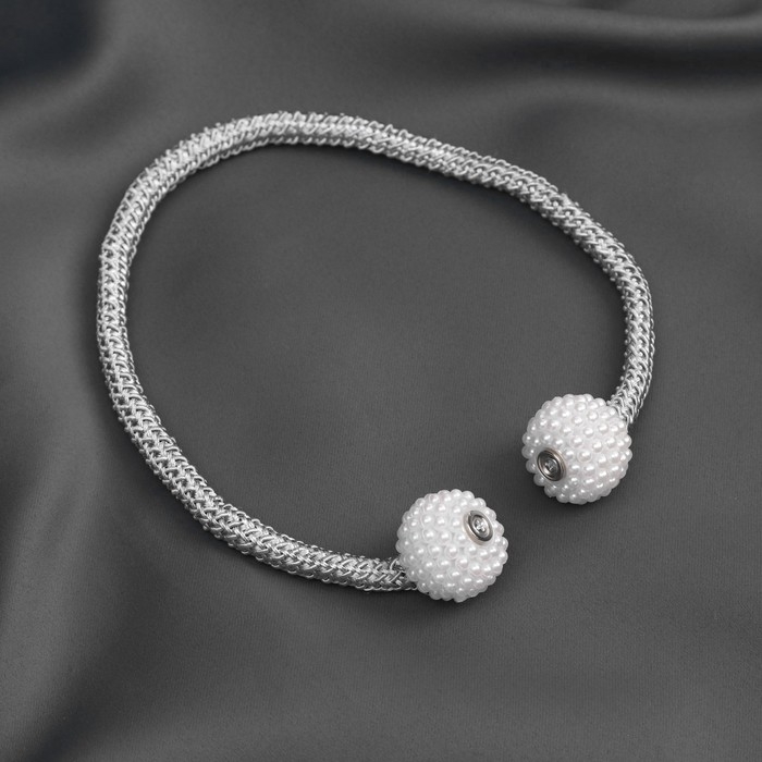 Подхват для штор «Шарики из бисера», d = 3 × 40 см, цвет белый/светло-серый Подхват для штор «Шарики из бисера», d = 3 × 40 см, цвет белый/светло-серый