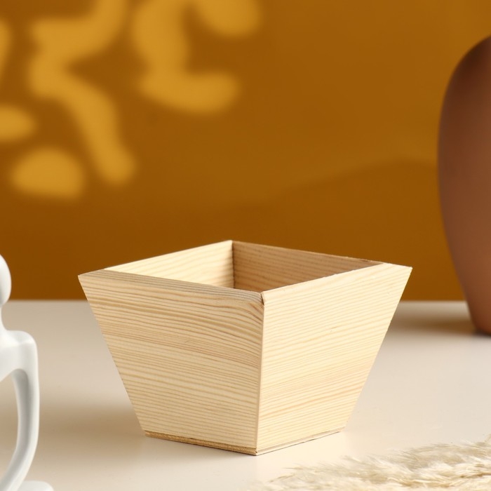 Кашпо деревянное 11×11×9.5 см  Кашпо деревянное 11×11×9.5 см "Раф", натуральный Дарим Красиво