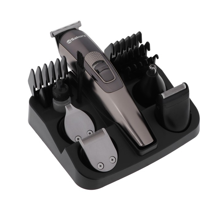 Триммер Sakura SA-5531BK, для бороды/усов/головы, 3-12 мм, 9 насадок, АКБ, чёрный Триммер Sakura SA-5531BK, для бороды/усов/головы, 3-12 мм, 9 насадок, АКБ, чёрный