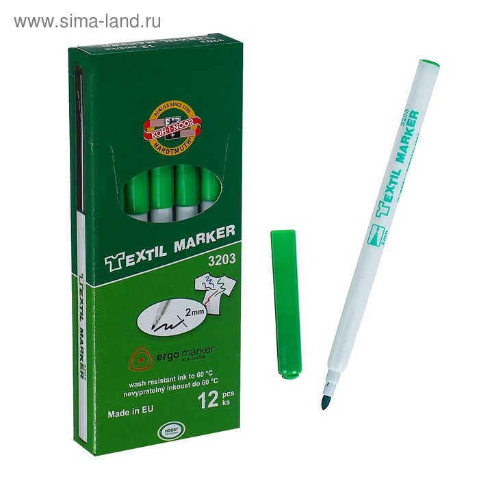 Маркер для ткани 2.0 мм Koh-I-Noor 3203/25, длина письма 500 м, зеленый Маркер для ткани 2.0 мм Koh-I-Noor 3203/25, длина письма 500 м, зеленый