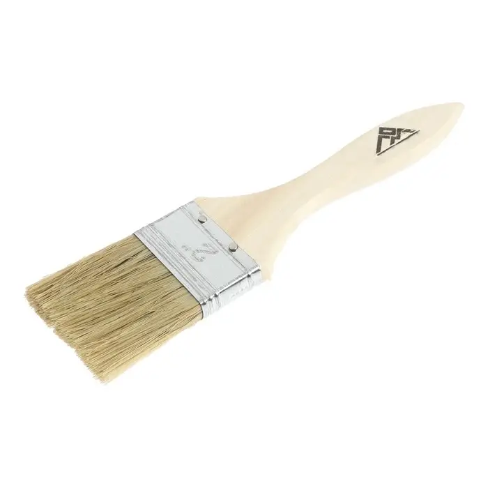 Кисть плоская ЛОМ, натуральная щетина, деревянная рукоятка, 2 Кисть плоская ЛОМ, натуральная щетина, деревянная рукоятка, 2", 50 мм