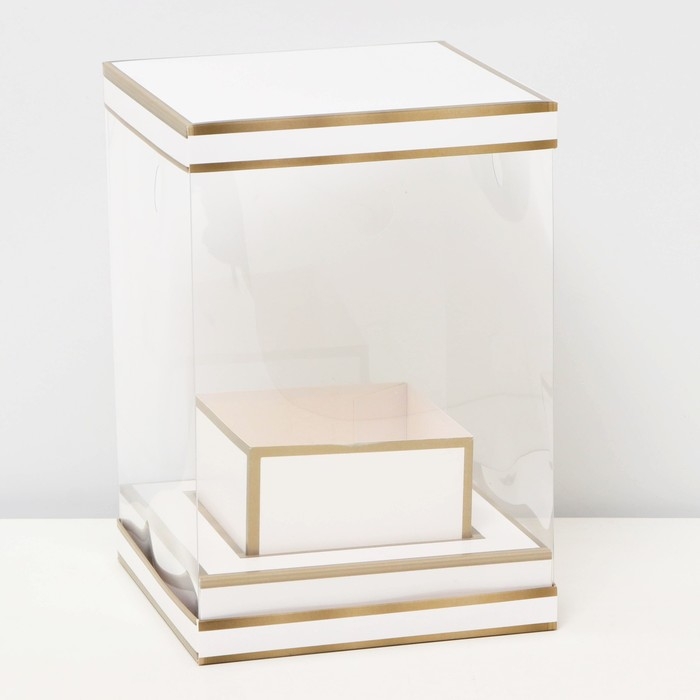 Коробка для цветов с вазой и PVC окнами складная, бронза, 16 х 23 х 16 см Коробка для цветов с вазой и PVC окнами складная, бронза, 16 х 23 х 16 см