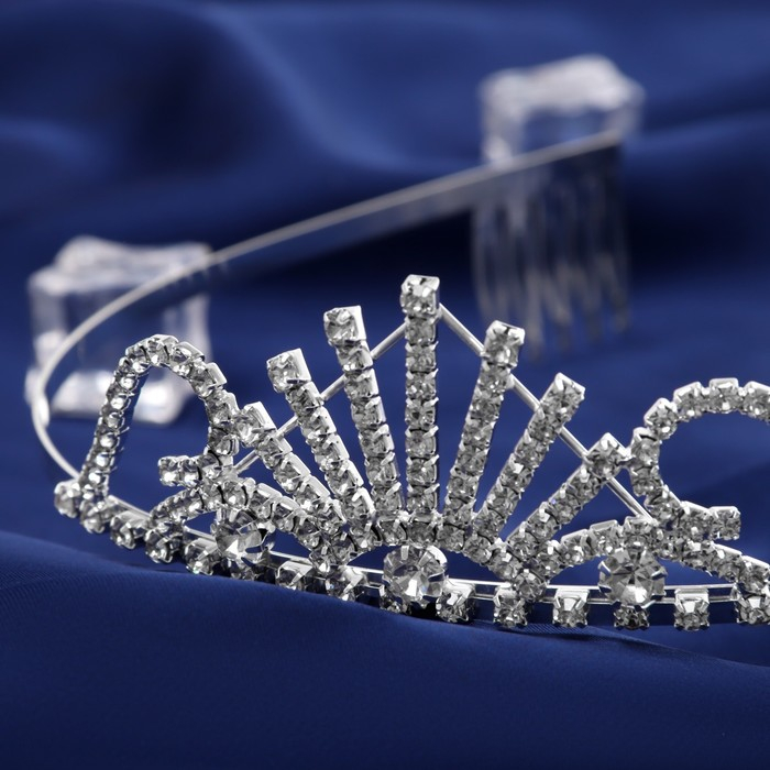 Диадема для волос Диадема для волос "Россыпь" лучики, h-3,5 см, серебро