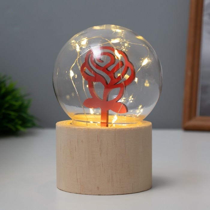 Ночник «Шар-роза» LED 3хAG10 шар 8см 6,5х6,5х11,5см Ночник «Шар-роза» LED 3хAG10 шар 8см 6,5х6,5х11,5см