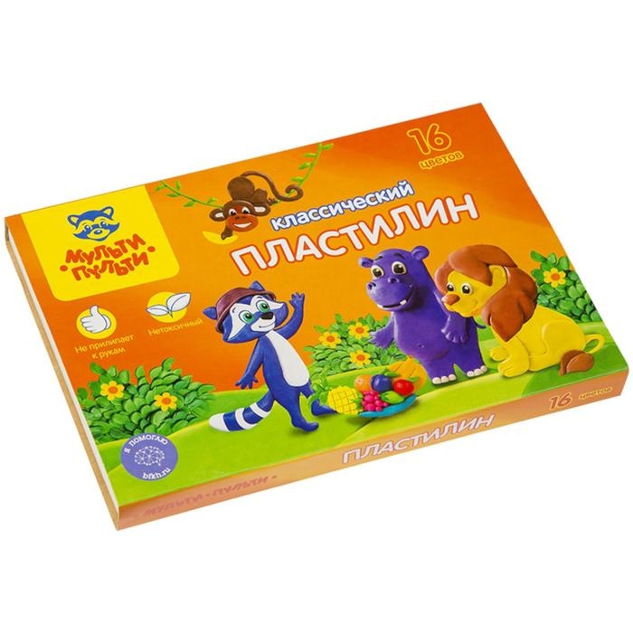 Пластилин 16 цветов 320 гр Мульти-Пульти  Пластилин 16 цветов 320 гр Мульти-Пульти "Приключения Енота" со стеком 236484