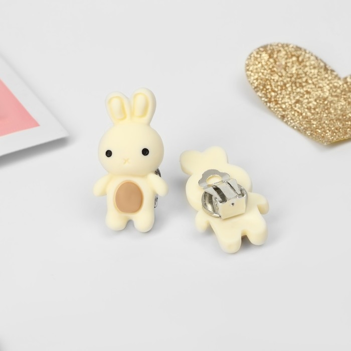 Клипсы детские «Выбражулька» зайка, цвет бежево-коричневый Клипсы детские «Выбражулька» зайка, цвет бежево-коричневый