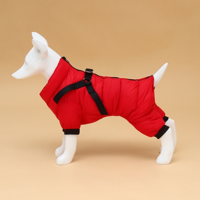 Комбинезон для собак со шлейкой Комбинезон для собак со шлейкой "Моден", размер 14 (ДС 32, ОГ 42, ОШ 31 см), красный