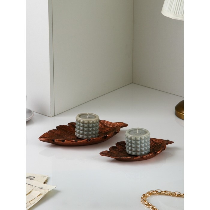 Набор органайзеров «Лист №1», полистоун, 2 шт, цвет медь Набор органайзеров «Лист №1», полистоун, 2 шт, цвет медь