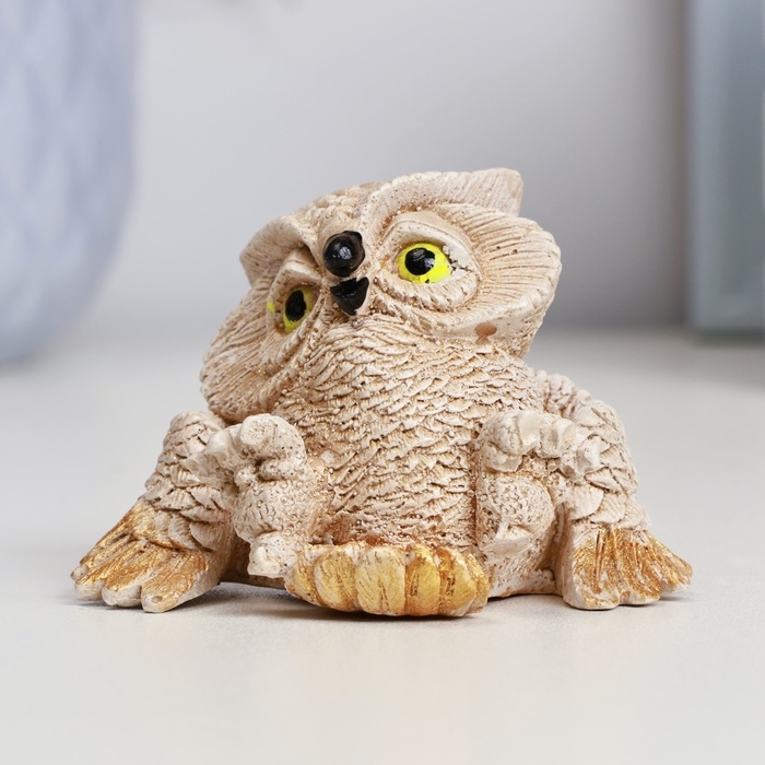 Фигура Фигура "Сова сидит" бежевая, 5х7х5см