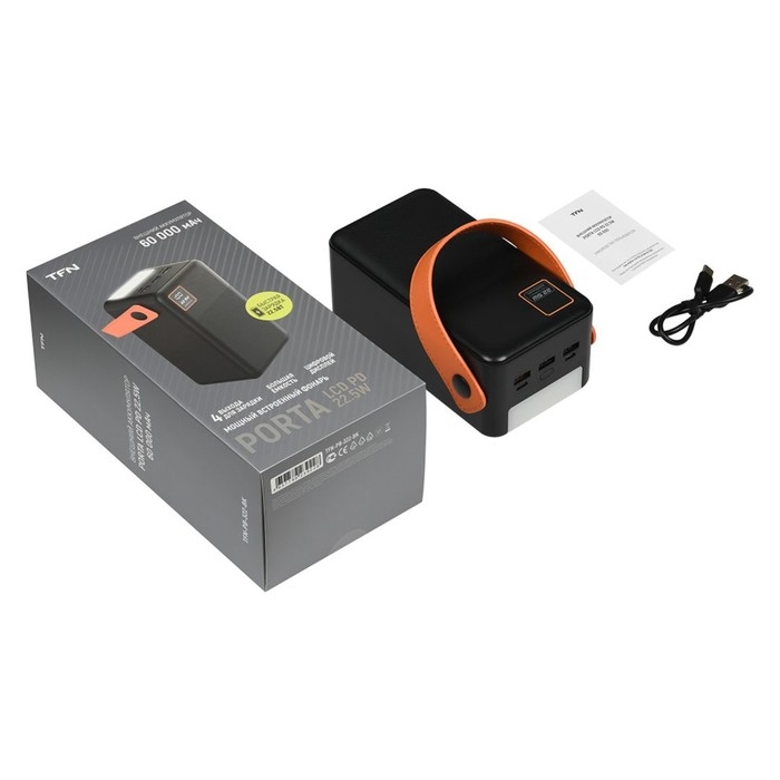 Внешний аккумулятор TFN Porta LCD PD, 60000 мАч, 2 USB, Type-C, microUSB, черный Внешний аккумулятор TFN Porta LCD PD, 60000 мАч, 2 USB, Type-C, microUSB, черный