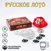 Русское лото, игра настольная "Два Грифона", 24 карточки, карточка 21 х 7.5 см, с бочонками